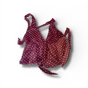 Brandy Melville Burgundy Polka Dot Blouse